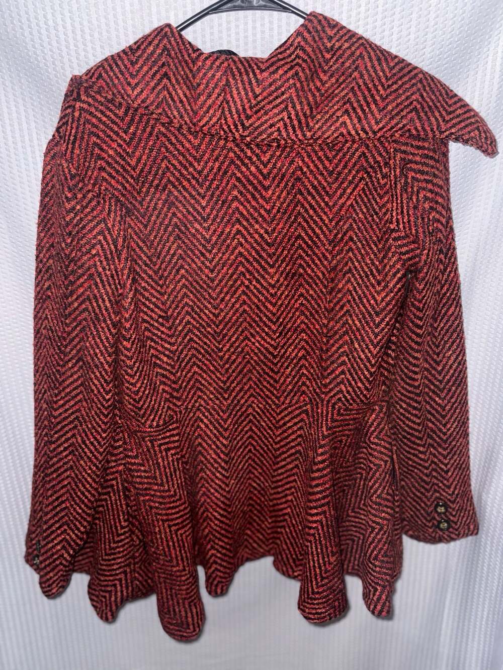 Me Jane Red and Black Chevron Herringbone Double Breasted Peplum Jacket Size Sma - Picture 2 of 4